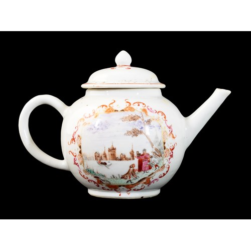 Chinese export porcelain teapot with European subject